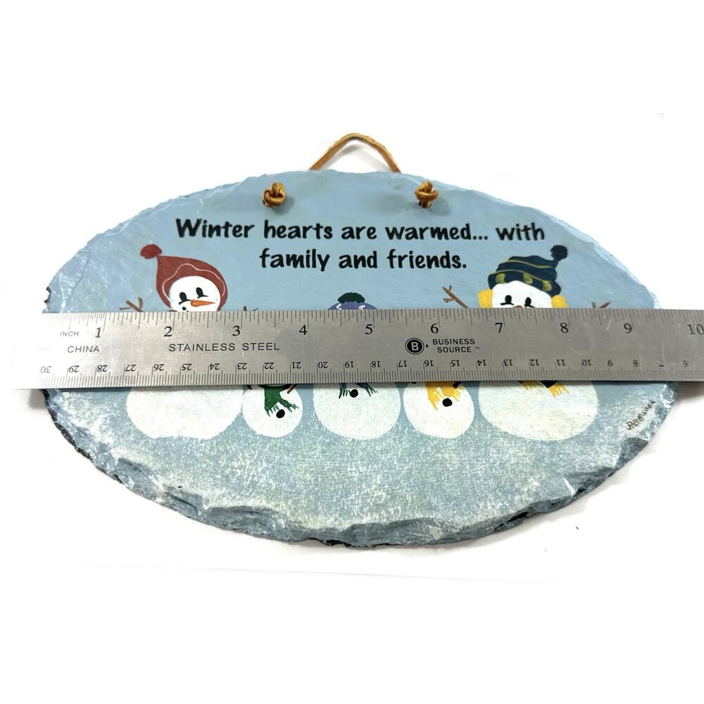 Plain Jane Snowman Family Slate Wall Plaque Winter Hearts Warmed Sign 9.5” USA - Picture 6 of 7